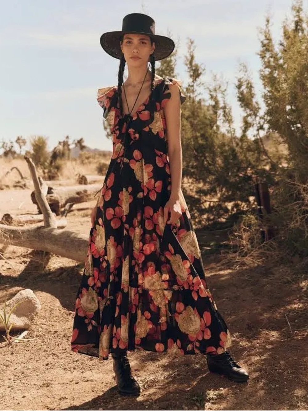 The Great. The Geranium Floral Maxi Dress in Cabbage Rose